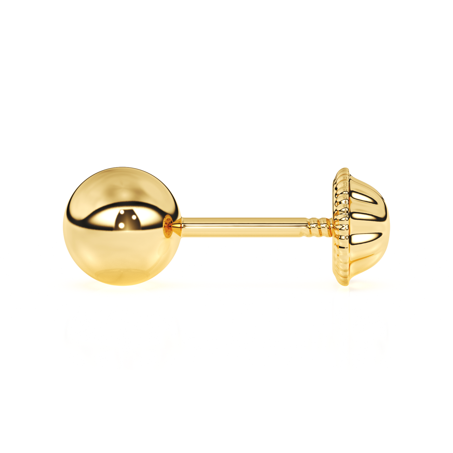 4mm Classic Round Stud Earrings - Solid 14K Gold, Screw Back, for Babies & Children
