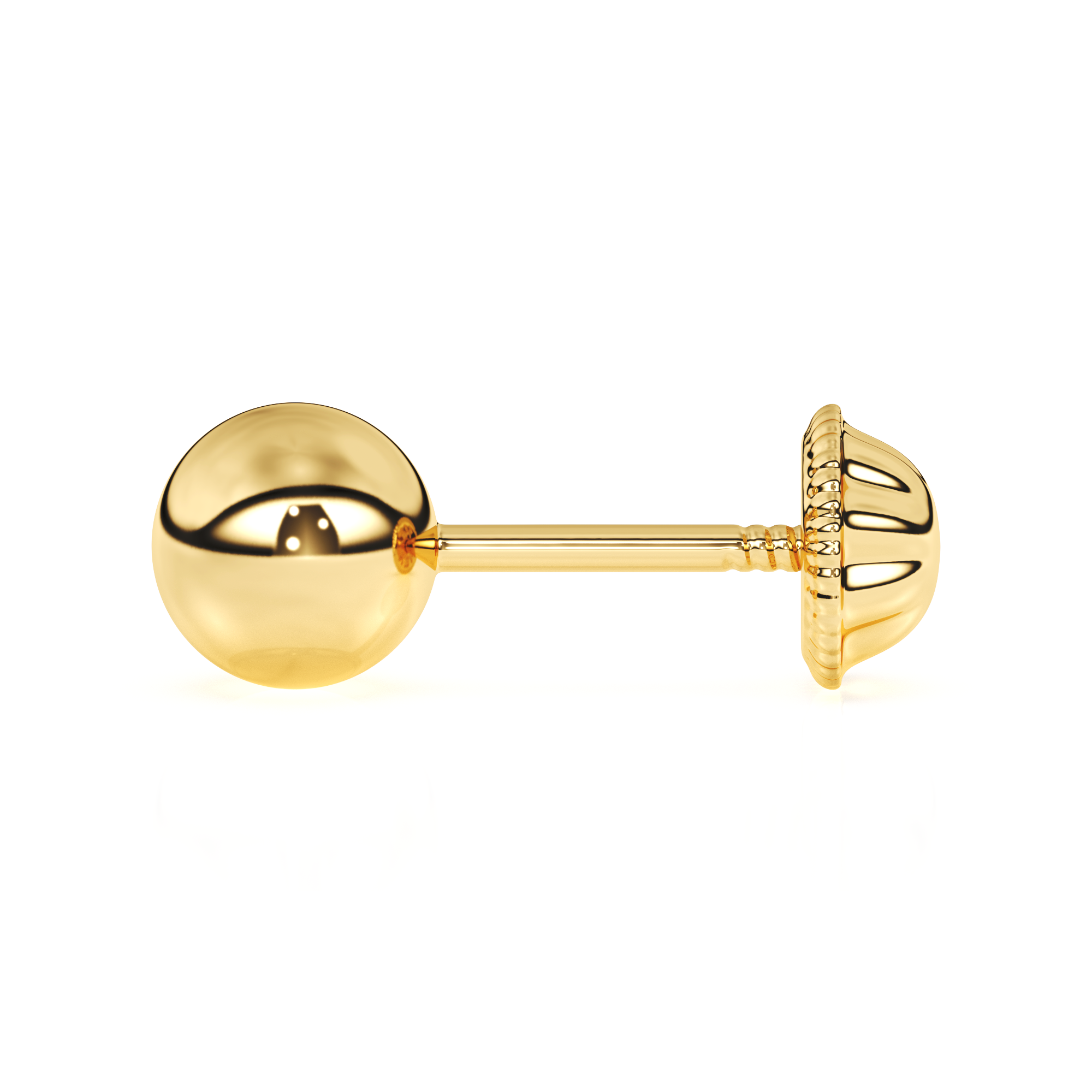 4mm Classic Round Stud Earrings - Solid 14K Gold, Screw Back, for Babies & Children