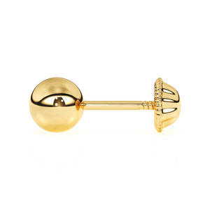 4mm Classic Round Stud Earrings - Solid 14K Gold, Screw Back, for Babies & Children