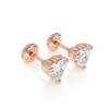 4mm Clear Heart CZ Stud Earrings - Solid 14K Rose Gold, Screw Back, for Babies & Children