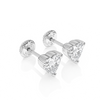 4mm Clear Heart CZ Stud Earrings - Solid 14K White Gold, Screw Back, for Babies & Children