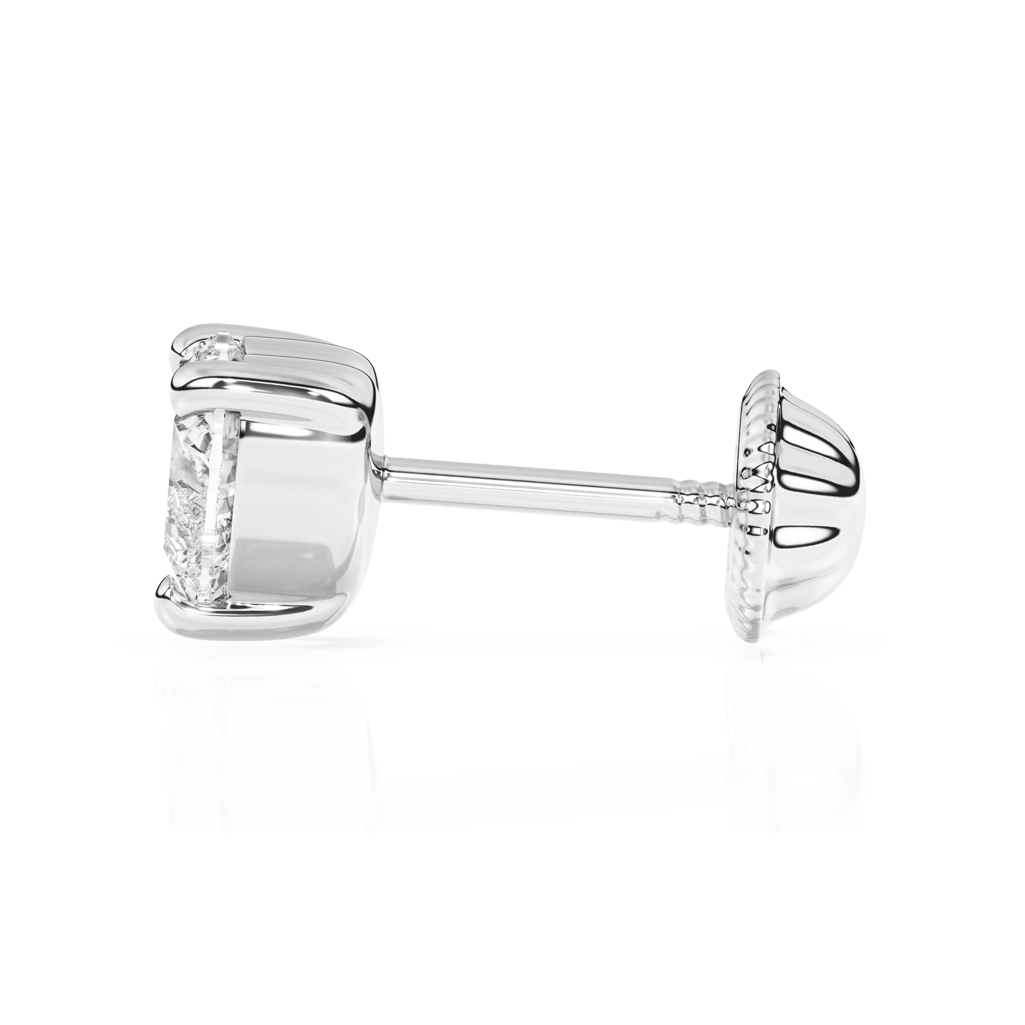 4mm Clear Heart CZ Stud Earrings - Solid 14K White Gold, Screw Back, for Babies & Children