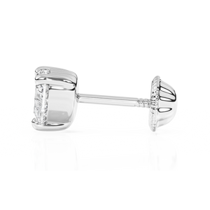4mm Clear Heart CZ Stud Earrings - Solid 14K White Gold, Screw Back, for Babies & Children