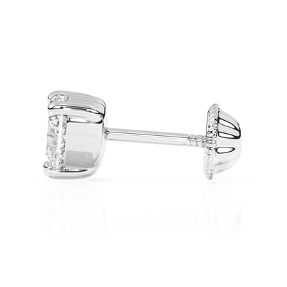 4mm Clear Heart CZ Stud Earrings - Solid 14K White Gold, Screw Back, for Babies & Children