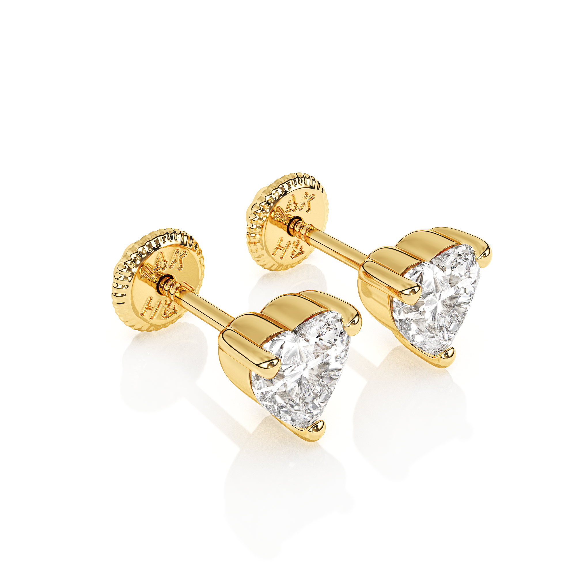 4mm Clear Heart CZ Stud Earrings - Solid 14K Gold, Screw Back, for Babies & Children