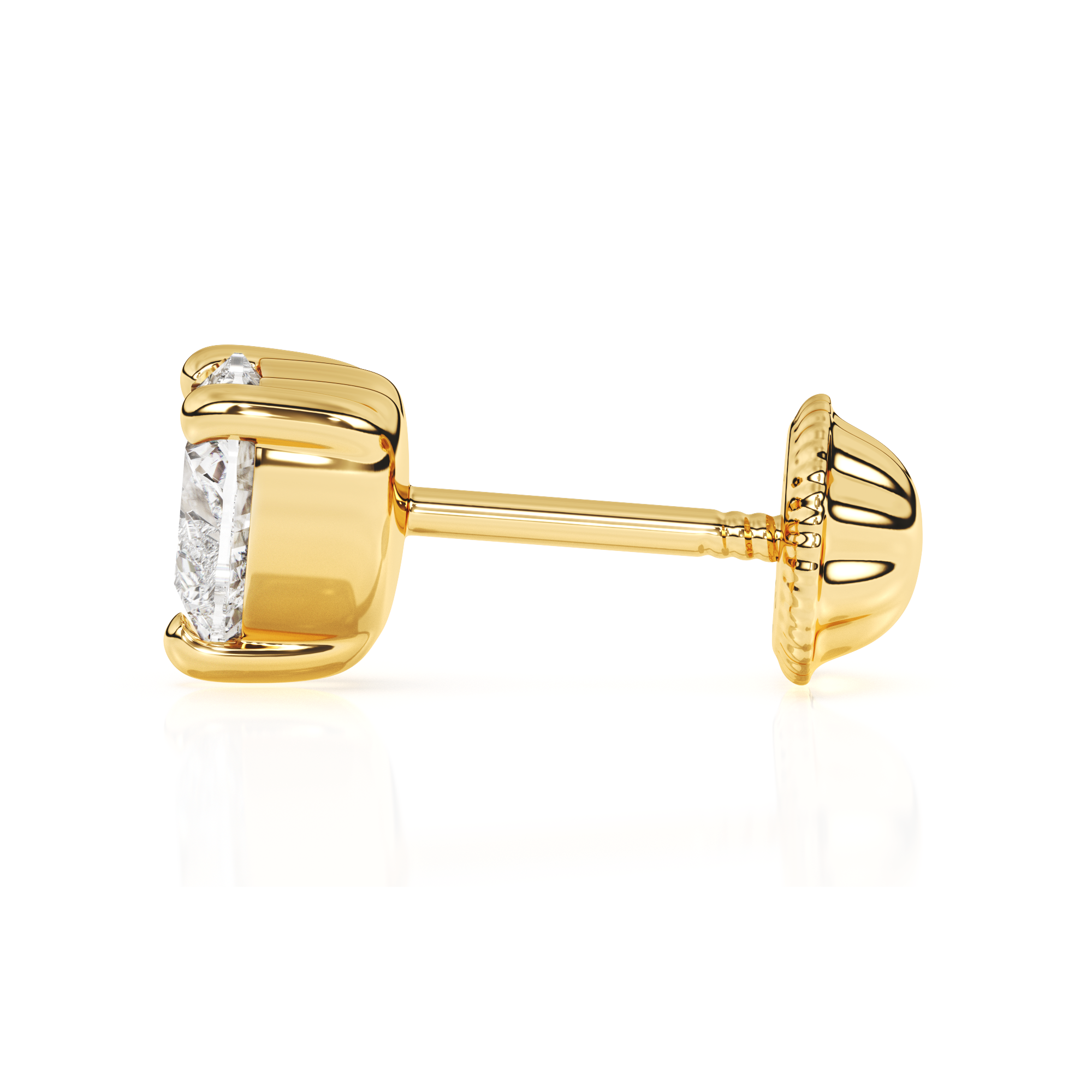 4mm Clear Heart CZ Stud Earrings - Solid 14K Gold, Screw Back, for Babies & Children