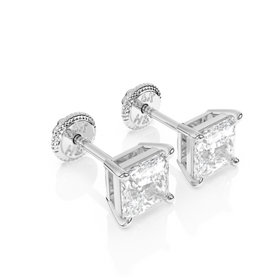 4mm Clear Princess Cut CZ, Stud Earrings1