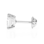 4mm Clear Princess Cut CZ, Stud Earrings - Solid 14K White Gold, Screw Back, for Babies & Children