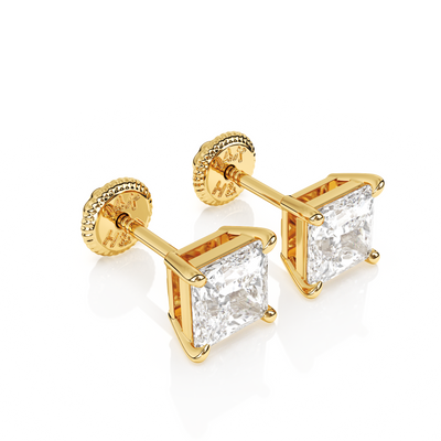 4mm Clear Princess Cut CZ, Stud Earrings1
