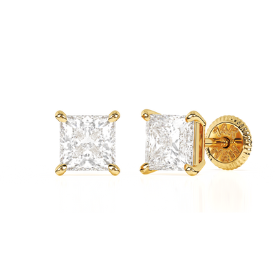 4mm Clear Princess Cut CZ, Stud Earrings5