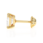 4mm Clear Princess Cut CZ, Stud Earrings - Solid 14K Gold, Screw Back, for Babies & Children