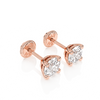 4mm Clear Round CZ Stud Earrings - Solid 14K Rose Gold, Screw Back, for Babies & Children