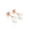 4mm Pearl Stud Earrings - Solid 14K Rose Gold, Screw Back, for Babies & Children