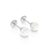4mm Pearl Stud Earrings - Solid 14K White Gold, Screw Back, for Babies & Children
