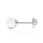 4mm Pearl Stud Earrings - Solid 14K White Gold, Screw Back, for Babies & Children