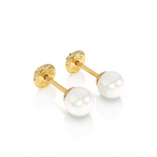 4mm Pearl Stud Earrings - Solid 14K Gold, Screw Back, for Babies & Children