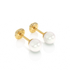 4mm Pearl Stud Earrings - Solid 14K Gold, Screw Back, for Babies & Children