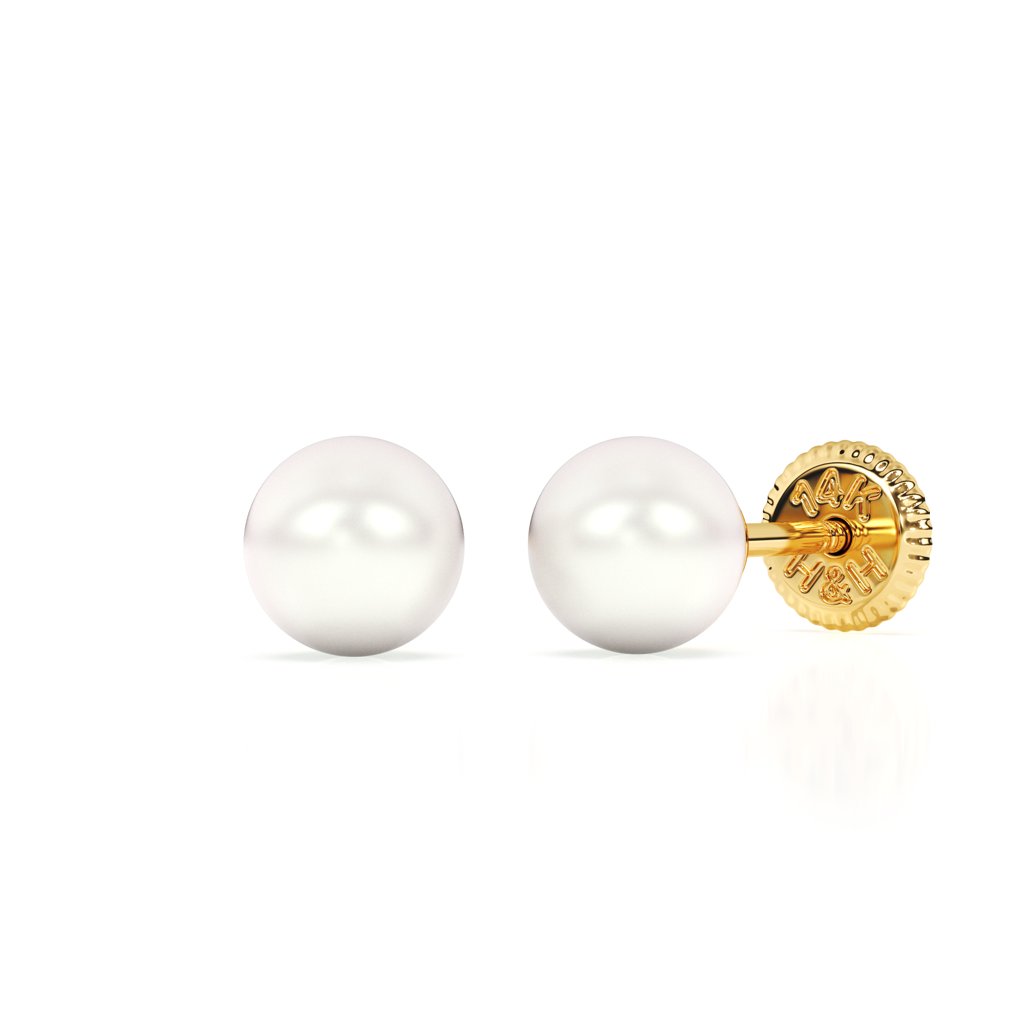 4mm Pearl Stud Earrings - Solid 14K Gold, Screw Back, for Babies & Children