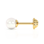 4mm Pearl Stud Earrings - Solid 14K Gold, Screw Back, for Babies & Children