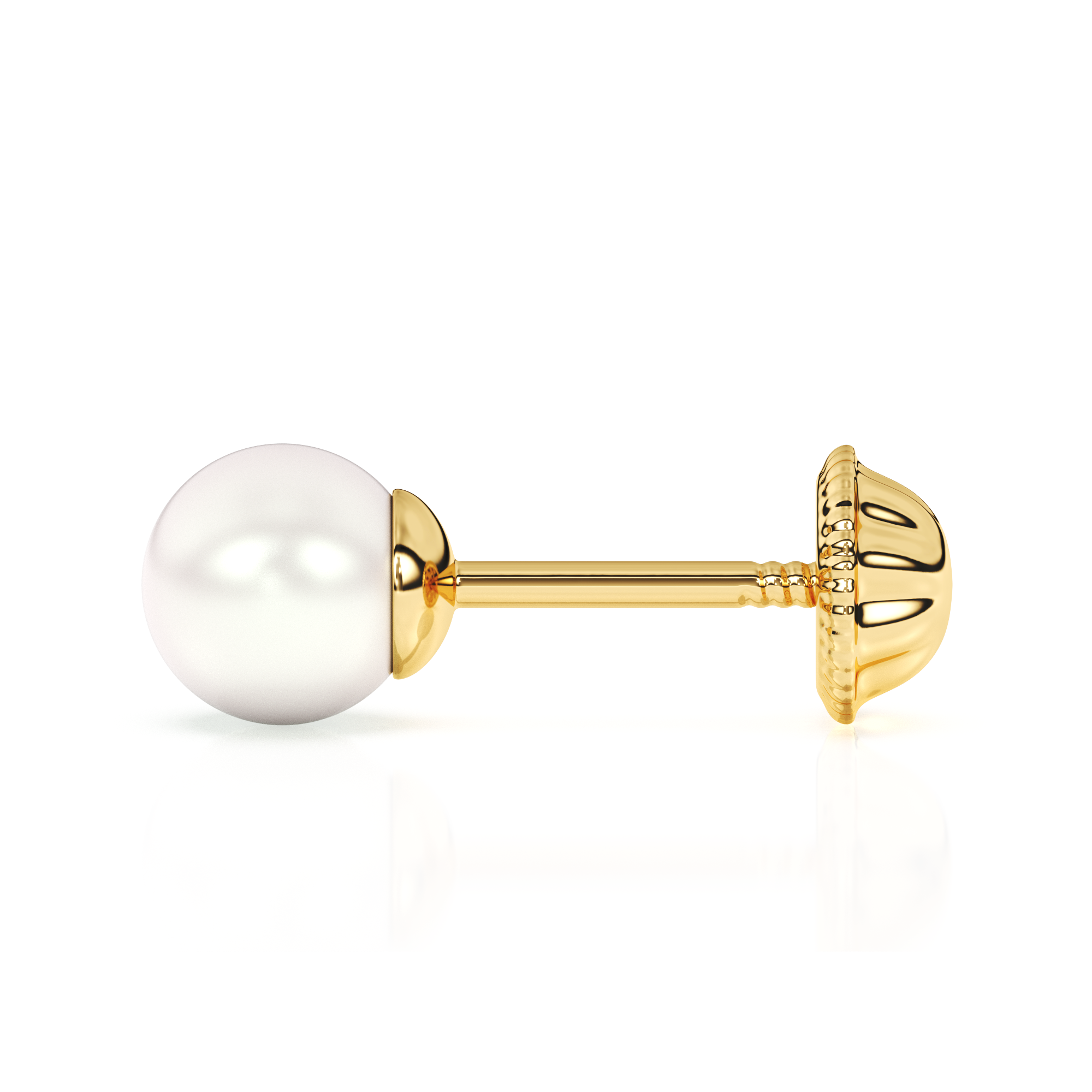 4mm Pearl Stud Earrings - Solid 14K Gold, Screw Back, for Babies & Children