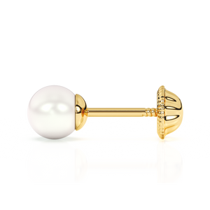 4mm Pearl Stud Earrings - Solid 14K Gold, Screw Back, for Babies & Children