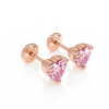 4mm Pink Heart CZ Stud Earrings - Solid 14K Rose Gold, Screw Back, for Babies & Children