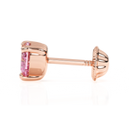4mm Pink Heart CZ Stud Earrings - Solid 14K Rose Gold, Screw Back, for Babies & Children