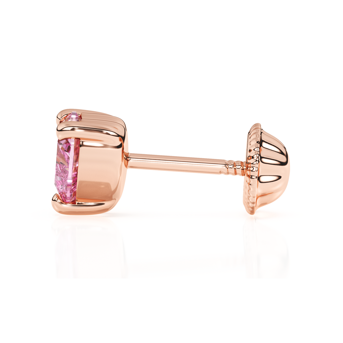 4mm Pink Heart CZ Stud Earrings - Solid 14K Rose Gold, Screw Back, for Babies & Children