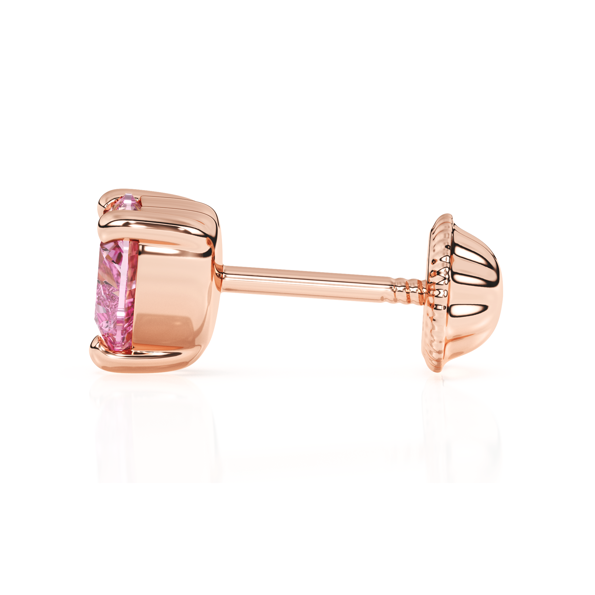 4mm Pink Heart CZ Stud Earrings - Solid 14K Rose Gold, Screw Back, for Babies & Children
