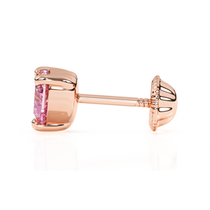 4mm Pink Heart CZ Stud Earrings - Solid 14K Rose Gold, Screw Back, for Babies & Children