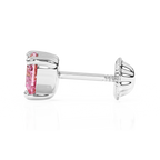 4mm Pink Heart CZ Stud Earrings - Solid 14K White Gold, Screw Back, for Babies & Children