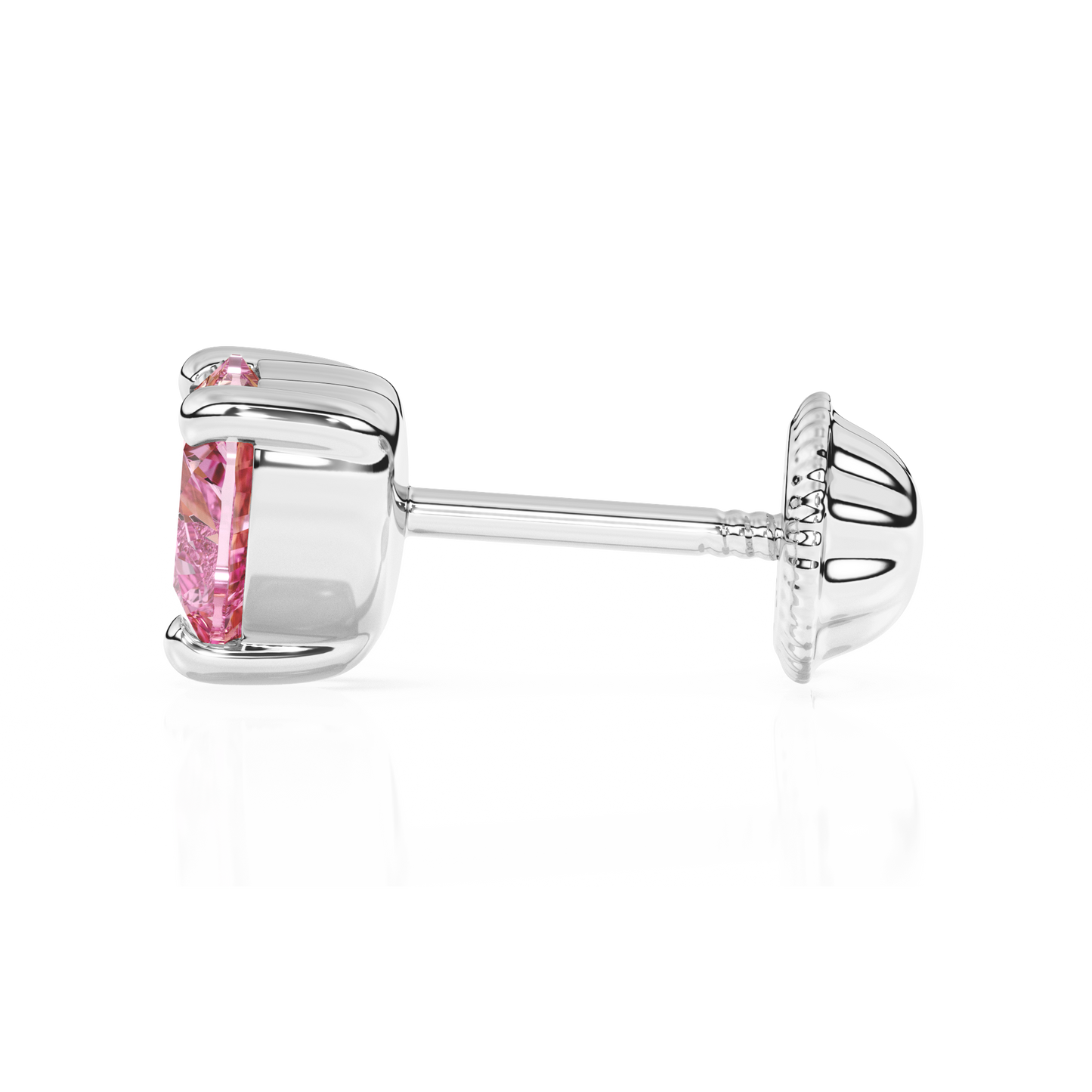 4mm Pink Heart CZ Stud Earrings - Solid 14K White Gold, Screw Back, for Babies & Children