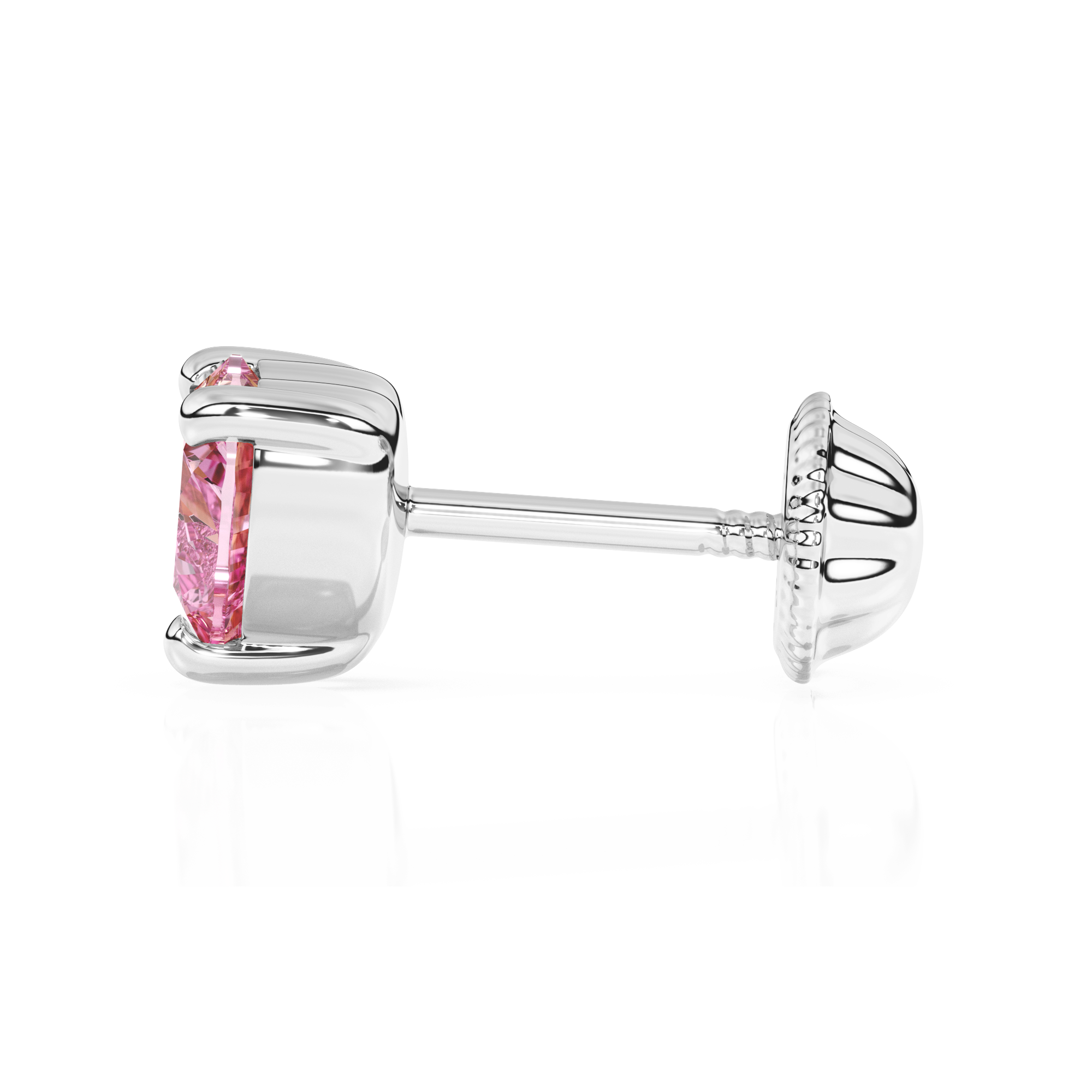 4mm Pink Heart CZ Stud Earrings - Solid 14K White Gold, Screw Back, for Babies & Children