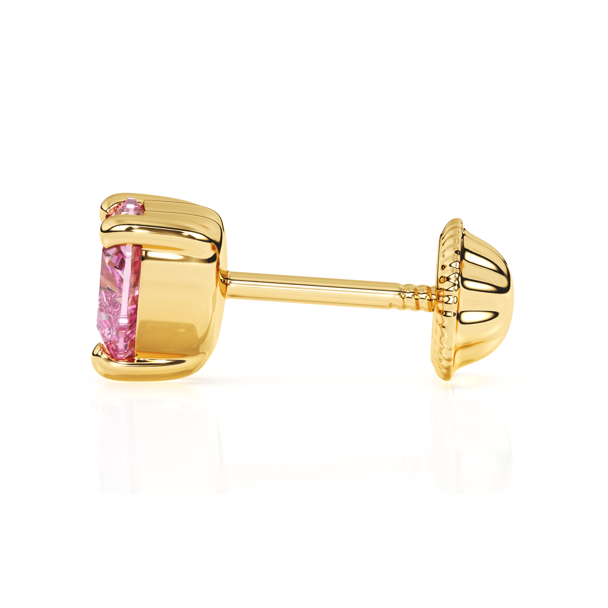 4mm Pink Heart CZ Stud Earrings - Solid 14K Gold, Screw Back, for Babies & Children