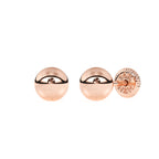 Round stud earrings in rose gold with screwback post.