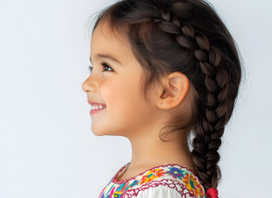Pendientes clásicos redondos de 4 mm - Oro rosa macizo de 14 quilates, cierre de rosca, para bebés y niños