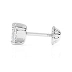 Pendientes de botón con circonita cúbica transparente de 4 mm en forma de corazón - Oro blanco macizo de 14 quilates, cierre de rosca, para bebés y niños