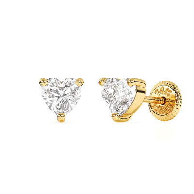 4mm Clear Heart CZ Stud Earrings4