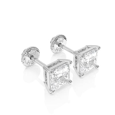 4mm Clear Princess Cut CZ, Stud Earrings1