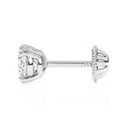 4mm Clear Round CZ Stud Earrings - Solid 14K White Gold, Screw Back, for Babies & Children