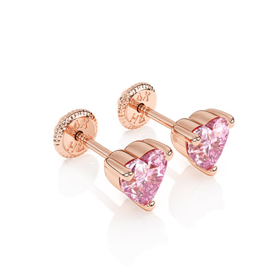 4mm Pink Heart CZ Stud Earrings1