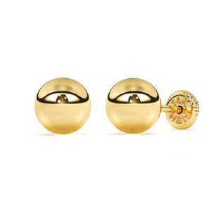 5mm Classic Round Stud Earrings - Solid 14K Gold, Screw Back, for Babies & Children