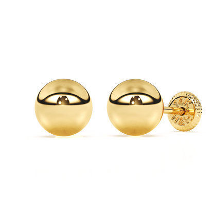 5mm Classic Round Stud Earrings - Solid 14K Gold, Screw Back, for Babies & Children