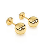 5mm Classic Round Stud Earrings - Solid 14K Gold, Screw Back, for Babies & Children