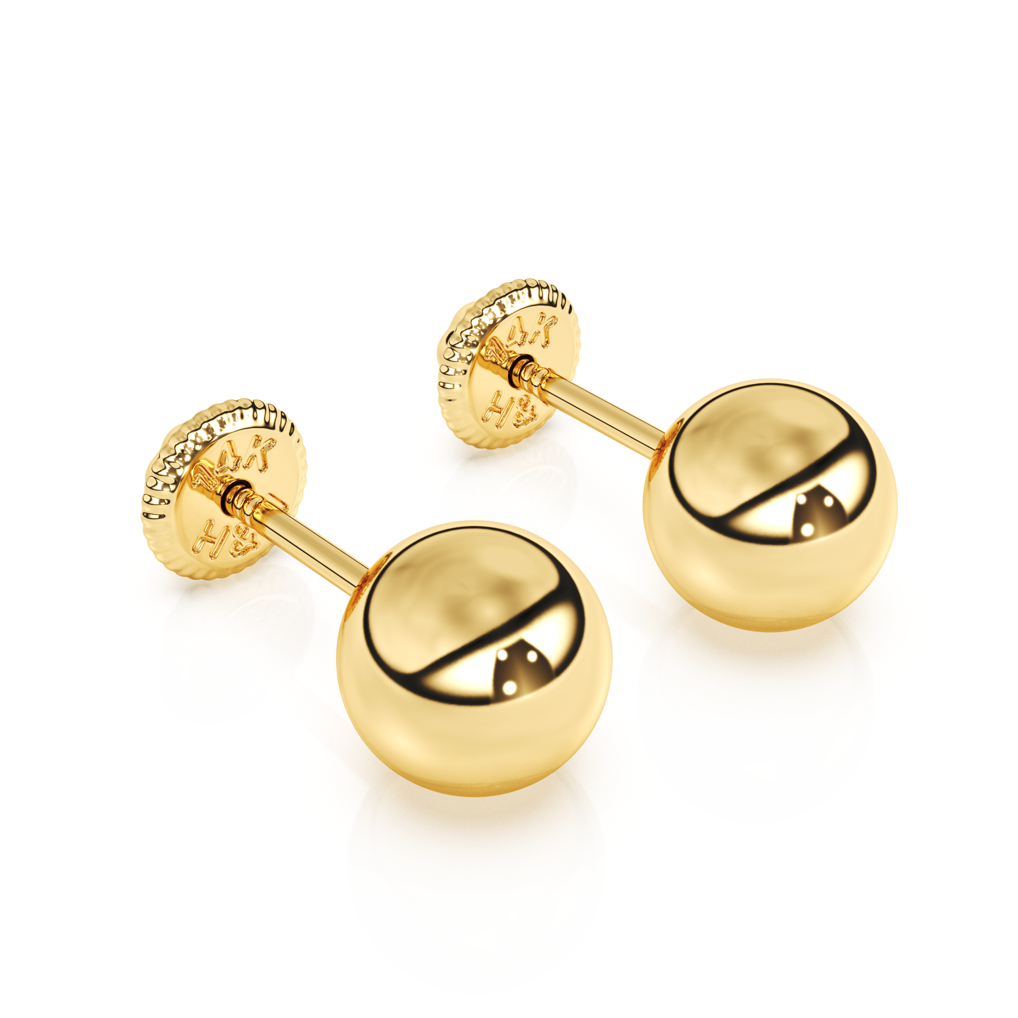 5mm Classic Round Stud Earrings - Solid 14K Gold, Screw Back, for Babies & Children