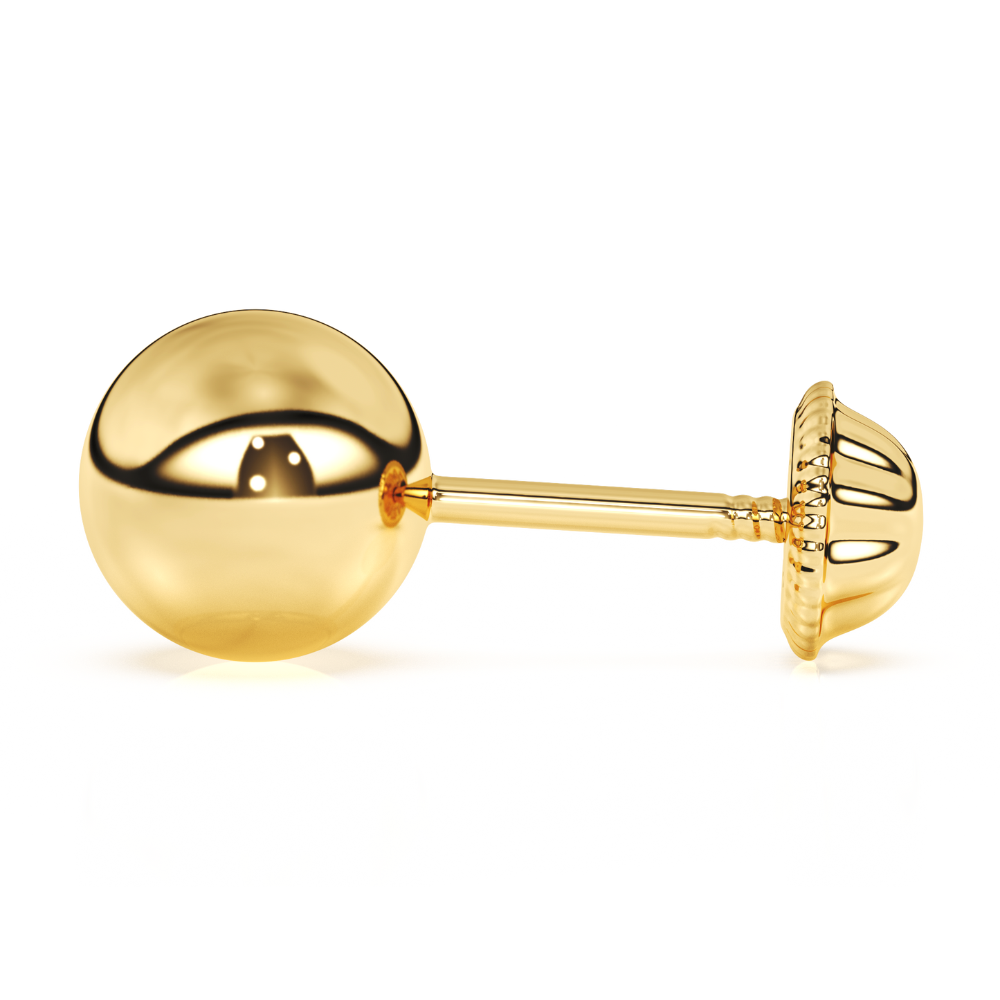 5mm Classic Round Stud Earrings - Solid 14K Gold, Screw Back, for Babies & Children