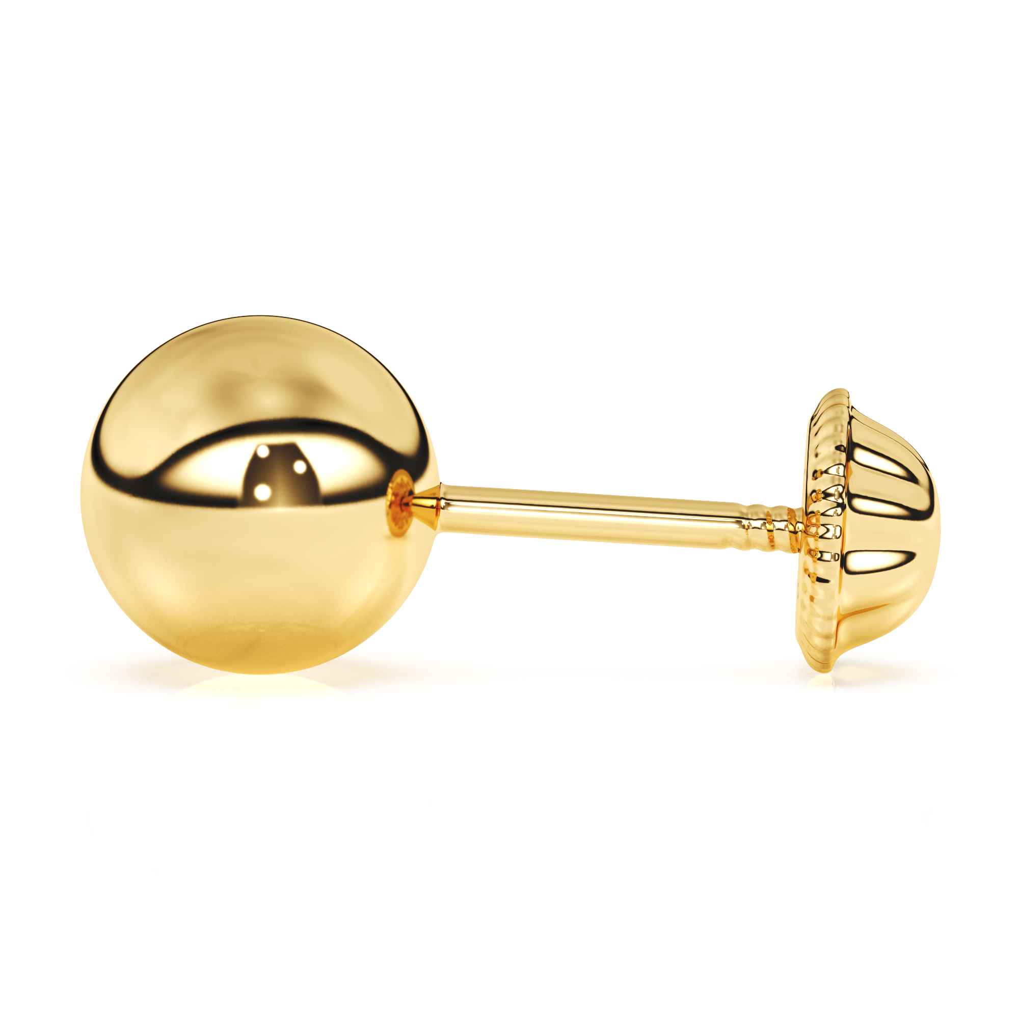 5mm Classic Round Stud Earrings - Solid 14K Gold, Screw Back, for Babies & Children