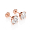 5mm Clear Round CZ Stud Earrings - Solid 14K Rose Gold, Screw Back, for Babies & Children