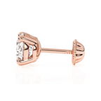 Pendientes de botón con circonita cúbica redonda transparente de 5 mm - Oro rosa macizo de 14 quilates, cierre de rosca, para bebés y niños