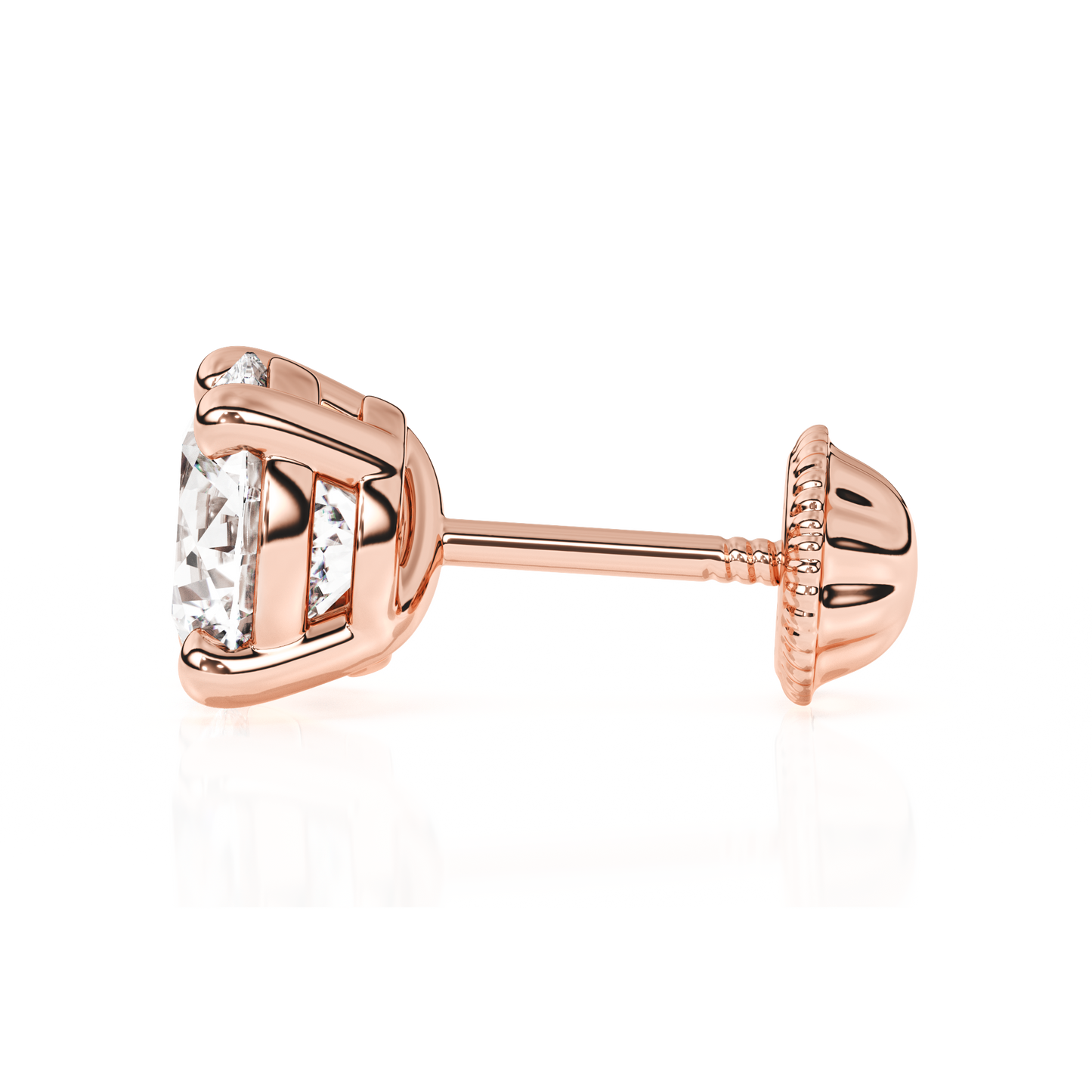 5mm Clear Round CZ Stud Earrings - Solid 14K Rose Gold, Screw Back, for Babies & Children